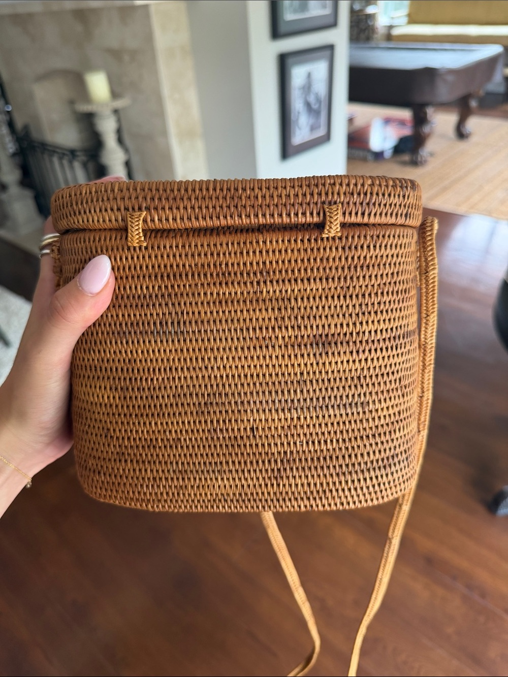 Woven Straw Crossbody Bag in Tan - Picture 4 of 5